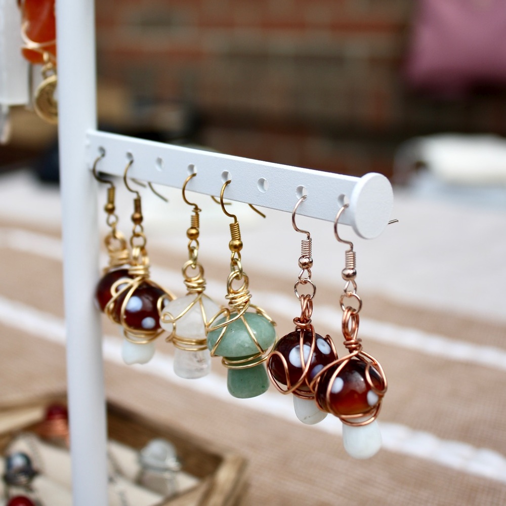 🍄Wire Wrapped Mushroom Earrings🍄